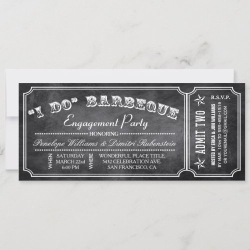 I DO BBQ Ticket Invitations  Engagement Party