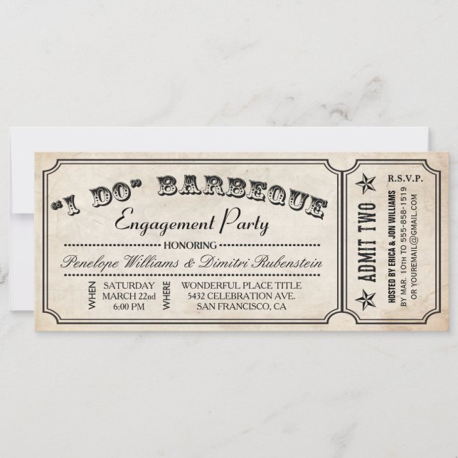 I DO BBQ Ticket Invitations | Engagement Party (Front)