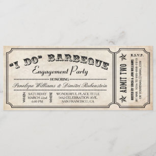 I DO BBQ Ticket Invitations Engagement Party