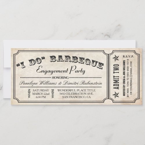 I DO BBQ Ticket Invitations  Engagement Party