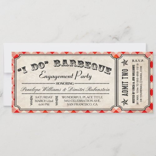 I DO BBQ Ticket Invitations  Engagement Party