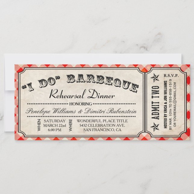 I DO BBQ Ticket Invitations | Rehearsal Dinner (Front)