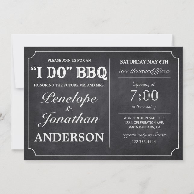 I DO BBQ Vintage Chalkboard Invitations (Front)