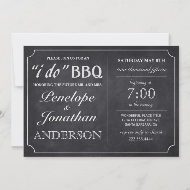 I DO BBQ Vintage Chalkboard Invitations (Front)