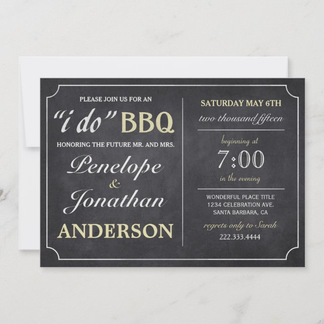 I DO BBQ Vintage Chalkboard Invitations (Front)