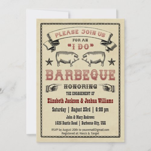 I DO BBQ _ Vintage Pig Roast Invitation