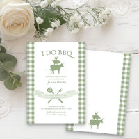 I Do BBQ Vintage Sage Green Gingham Bridal Shower