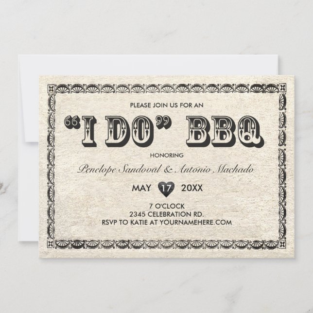 I DO BBQ Vintage Telegram Invitations (Front)