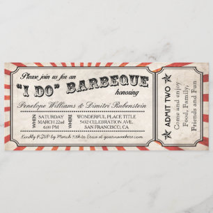 I DO BBQ Vintage Ticket Invitations