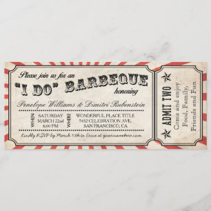I DO BBQ Vintage Ticket Invitations