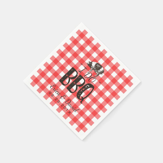 I Do BBQ Wedding Party Red Gingham Pig Roast Paper Napkin