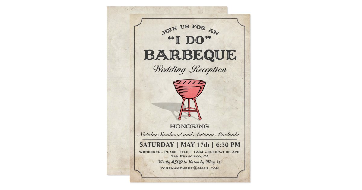 I Do Bbq Wedding Reception Invitations 2