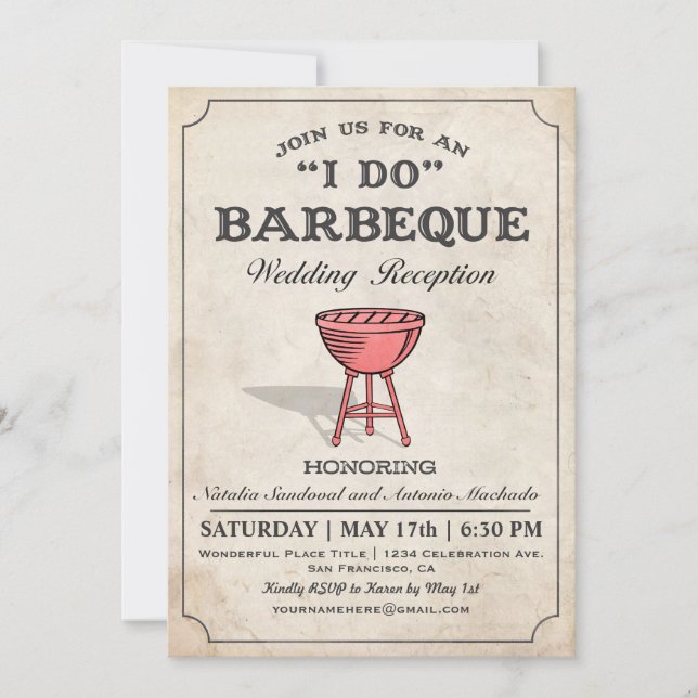 I DO BBQ Wedding Reception Invitations (Front)