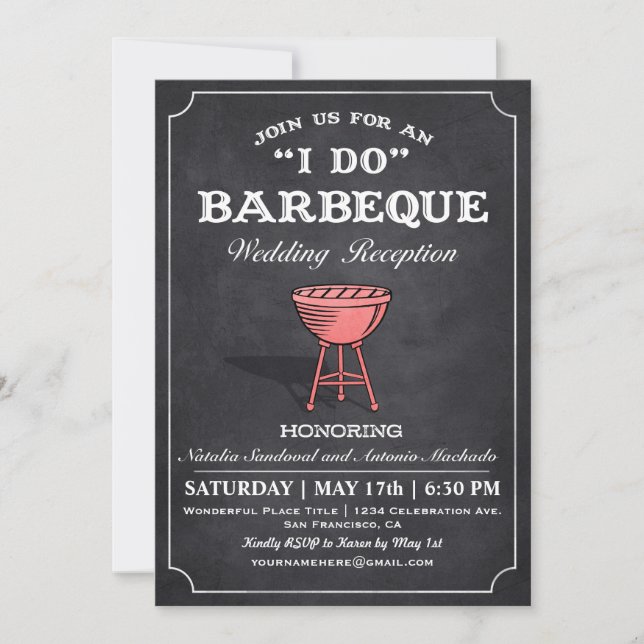 I DO BBQ Wedding Reception Invitations (Front)