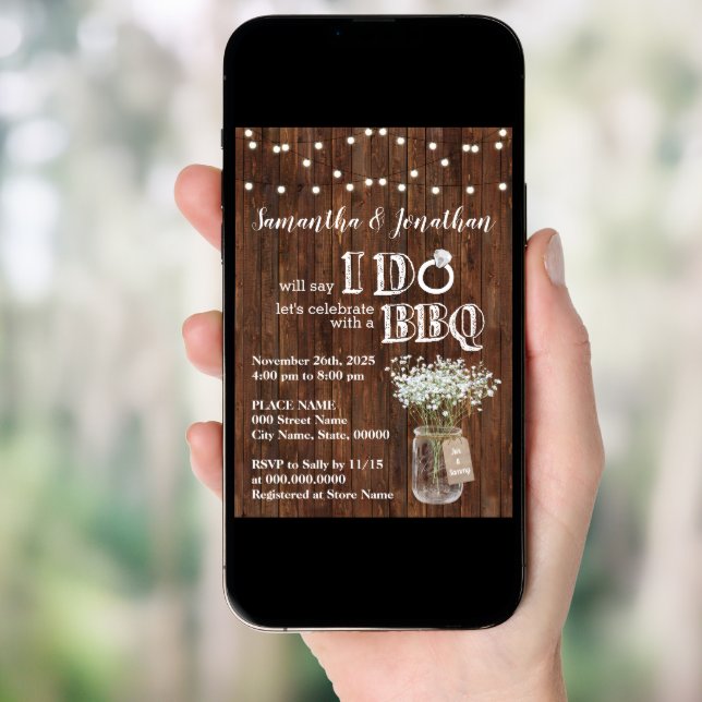 I do bbq wedding shower baby's breath rustic invitation (Front Digital)