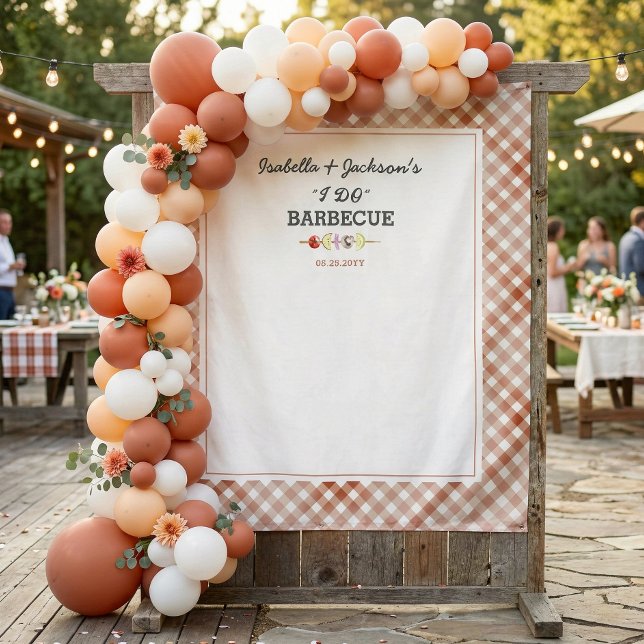I DO BBQ Wedding Shower Backdrop (Customize with names and date and choose size.)