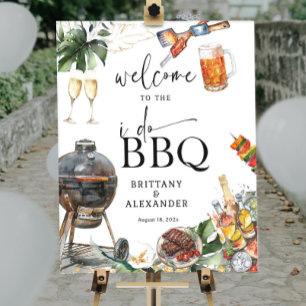 I do BBQ welcome sign template, greenery BBQ rehea