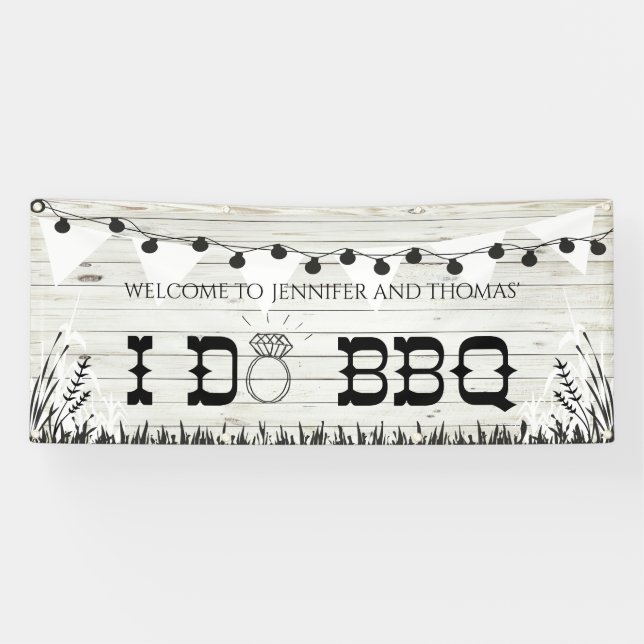 I Do BBQ Wood Texture Custom 2.5' x 6' Banner (Horizontal)