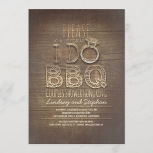 I do BBQ wooden couples shower invitation