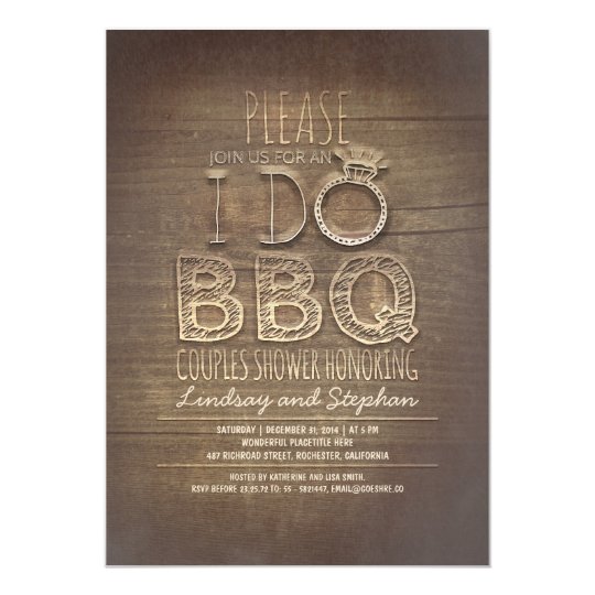 I Do Bbq Wooden Couples Shower Invitation