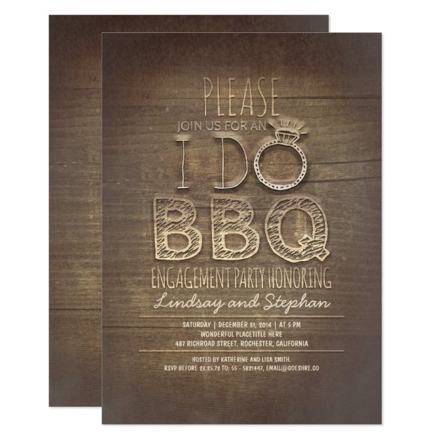 I Do BBQ Wooden Engagement Party Invitation