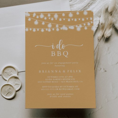 I Do BBQ Yellow Lights Engagement Party   Invitation