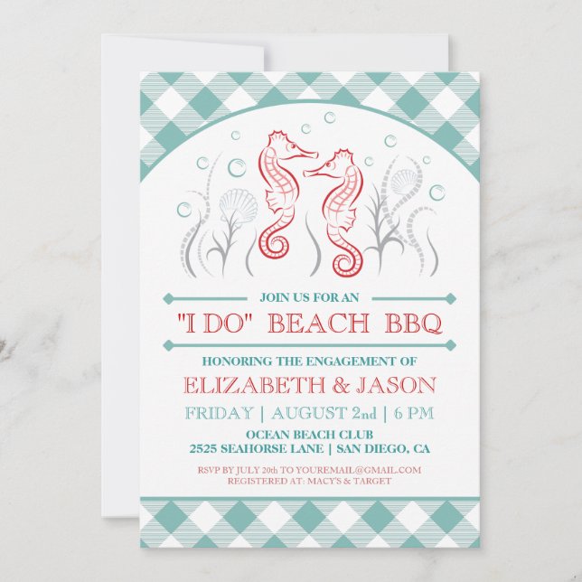 "I DO" Beach BBQ Engagement Invitation (Front)