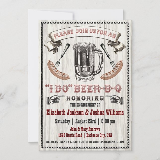 I DO Beer-B-Q Engagement Party Invite (Front)