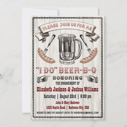 I DO Beer_B_Q Engagement Party Invite