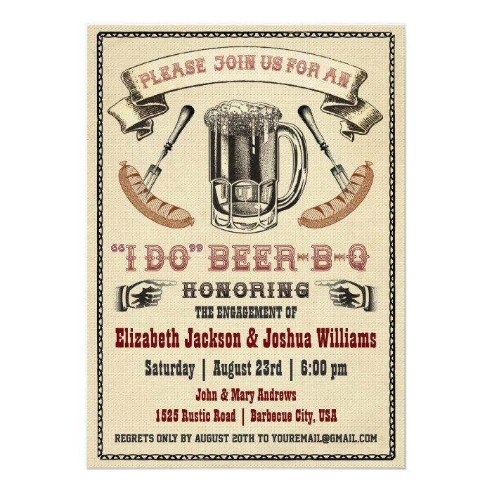 I DO Beer B Q Engagement Party Invite