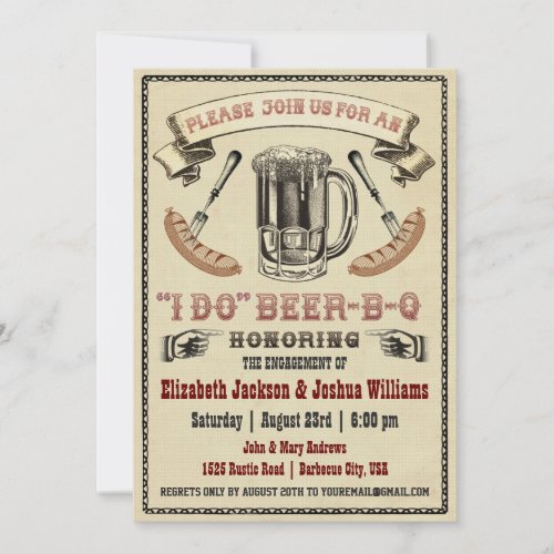 I DO Beer_B_Q Engagement Party Invite