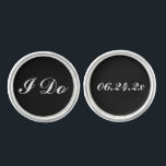I Do Black and White Custom Wedding Date Groom Cufflinks<br><div class="desc">Personalized wedding cufflink design for the groom features "I do" wording and custom wedding date.  Black background and white text colors can be modified to coordinate with any wedding color scheme.</div>