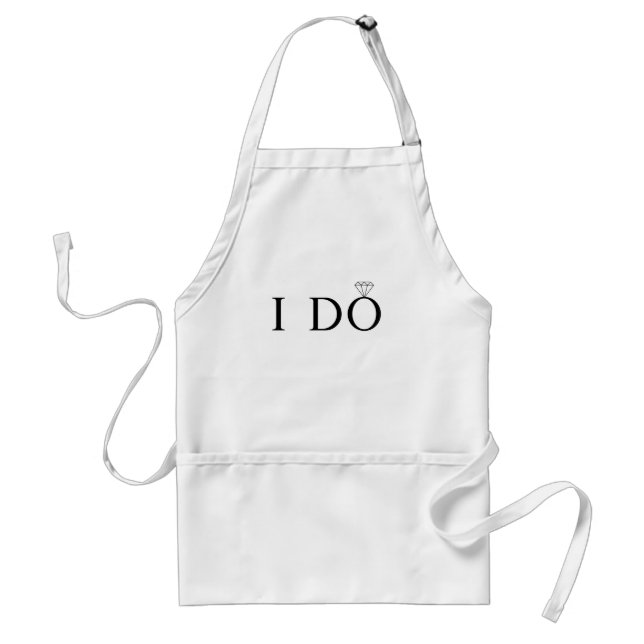 I DO Black & White Diamond Ring Engagement Gift Adult Apron (Front)