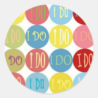 I DO COLORED DOTS CLASSIC ROUND STICKER