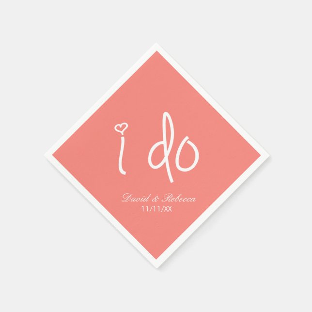 i do - coral pink paper napkins (Corner)