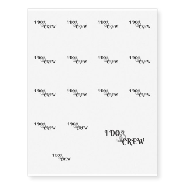I Do Crew Bachelorette Party Gear Temporary Tattoos (Front)