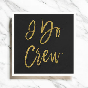 I Do Crew Faux Gold Foil and Black with Heart Paper Napkins