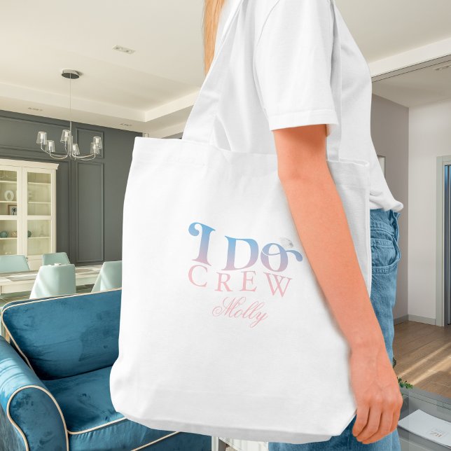 I Do Crew Pastel Bridesmaid Tote Bag (I Do Crew tote bag with modern serif font – perfect for bridesmaid proposals or bridal celebrations!)