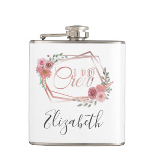 I Do Crew Pink Floral Blush Pink Flowers Greenery Flask