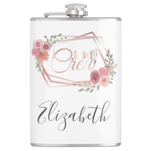 I Do Crew Pink Floral Blush Pink Flowers Greenery Flask