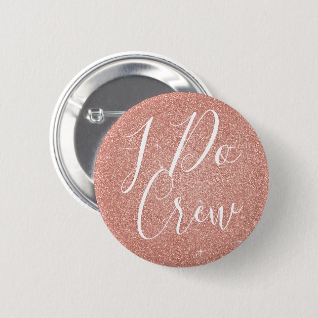 I Do Crew Pink Glitter Bachelorette Party Button (Front & Back)