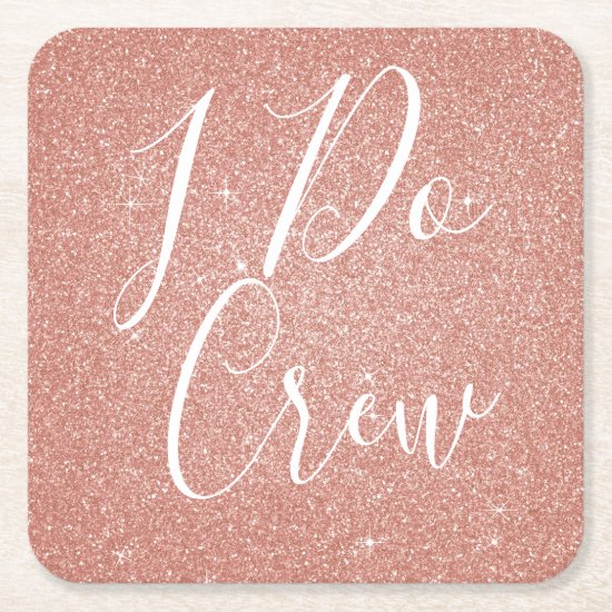 I Do Crew Pink Glitter Bachelorette Party Coaster