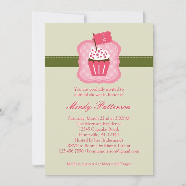 “I Do” Cupcake Bridal Shower Invitation (Front)