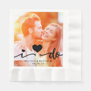 I Do Cute Heart Photo Wedding Paper Napkin