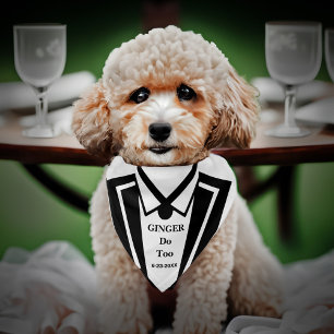 I Do Dog Puppy Wedding Elegant Black Suit Pet Bandana Collar