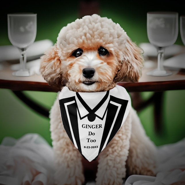 I Do Dog Puppy Wedding Elegant Black Suit  Pet Bandana Collar (I Do Dog Puppy Pet Wedding Elegant Black Suit Pet Bandana Collar is cute for dog  to wear at wedding)