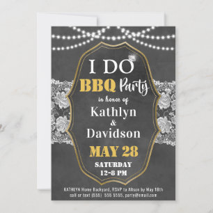 I DO Engagement Elegant Lace Chalkboard BBQ Party Invitation