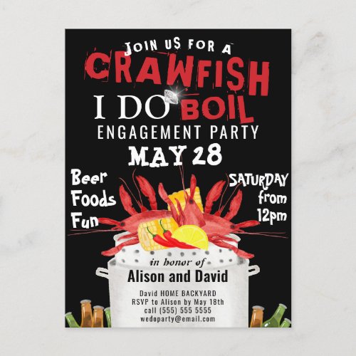 I DO Engagement Photo Crawfish Boil Invitation Postcard