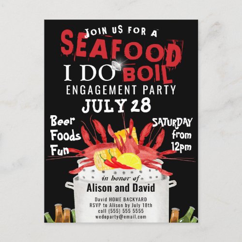 I DO Engagement Seafood Party Invitation Postcard