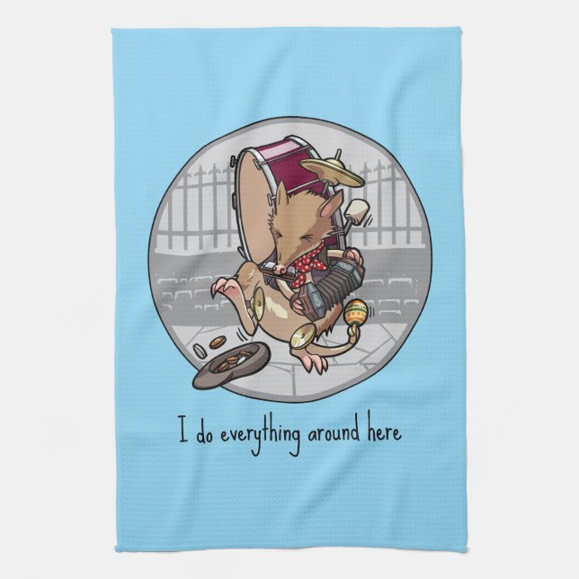 I Do Everything Around Here Bandicoot One Man Band Kitchen Towel (Vertical)
